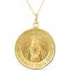 Bliss Diamond 14k  Gold St. Mary Medal Pendant  1" Tall 4 Grams In Yellow Gold