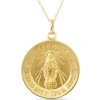 Bliss Diamond 14k  Gold St. Mary Medal Pendant  1" Tall 5.5 Grams In Yellow Gold