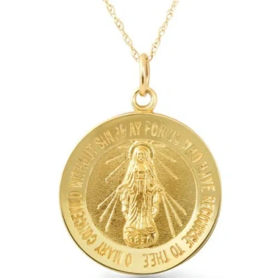 Bliss Diamond 14k  Gold St. Mary Medal Pendant  1" Tall 5.5 Grams In Yellow Gold