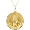 Bliss Diamond 14k  Gold St. Mary Medal Pendant  .5" Tall 2 Grams In Yellow Gold