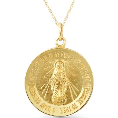 Bliss Diamond 14k  Gold St. Mary Medal Pendant  .5" Tall 2 Grams In Yellow Gold