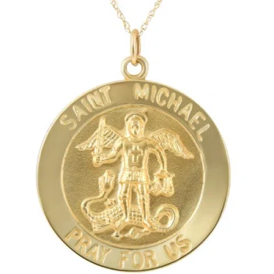 Bliss Diamond 14k Gold St. Michael Medal Pendant  1" Tall 4.5 Grams In Yellow Gold