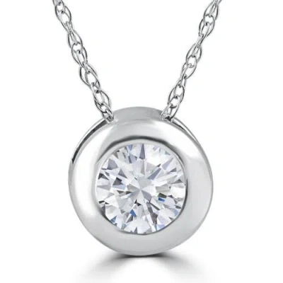 Bliss Diamond 14k White Gold Bezel Pendant Lab Grown
