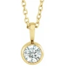 Bliss Diamond 1/5ct Diamond Solitaire Necklace Bezel Pendant Available In Yellow Gold
