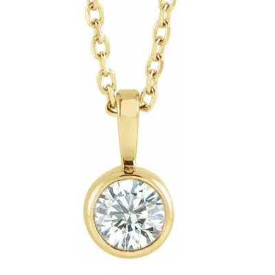 Bliss Diamond 1/5ct Diamond Solitaire Necklace Bezel Pendant Available In Yellow Gold