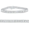 Bliss Diamond 15ct Emerald Cut Diamond Tennis Bracelet 7" 14k Gold In Silver