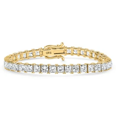 Bliss Diamond 16.30ct Princess Cut Diamond 7" Tennis Bracelet 14k Gold Lab Grown In 14k Yellow Gold