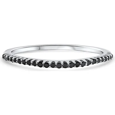 Bliss Diamond 1/6ct Treated Black Diamond Stackable Wedding Ring 10k Gold