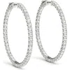Bliss Diamond 1.75 Ct Lab Grown Diamond Hoops Inside Outside 1 1/3" 14k Gold Vault Lock In 14k White Gold