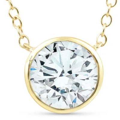 Bliss Diamond 1.88ct Round Solitaire Diamond Bezel Pendant 14k Yellow Gold Lab Grown