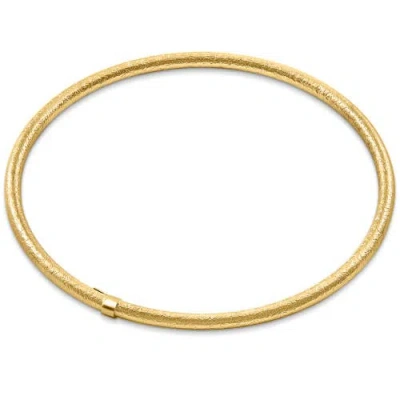 Bliss Diamond 18k Gold Plated Silver Textured 3mm Slip-on Bangle Bracelet