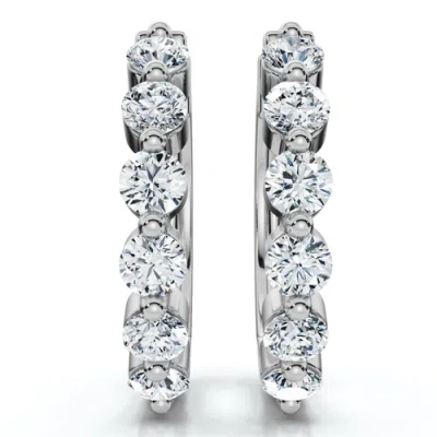 Bliss Diamond 1ct 6-stone Diamond Hoops 10k Gold Lab Grown In 10k White Gold