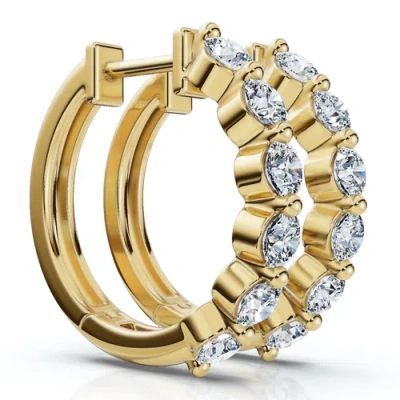 Bliss Diamond 1ct 6-stone Diamond Hoops 10k Gold Lab Grown In 10k Yellow Gold