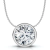 Bliss Diamond 1ct Certified Bezel Round Cut Diamond Pendant 14k Gold 18" Necklace Lab Grown