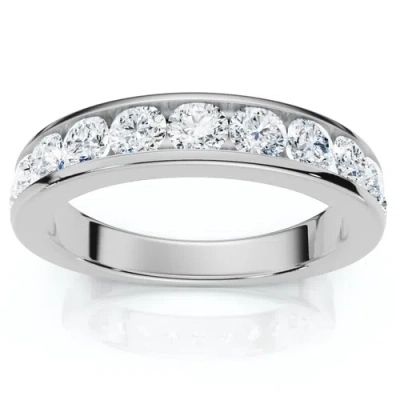 Bliss Diamond 1ct Channel Set Diamond Wedding Ring 14k Gold Or Platinum Lab Grown Ef/vs In Silver