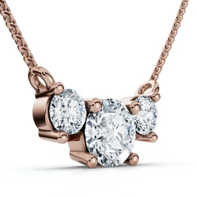 Bliss Diamond 1ct Diamond 3-stone Pendant Necklace 14k Gold Lab Grown