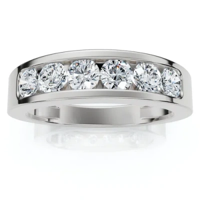 Bliss Diamond 1ct Diamond Channel Set Polished Wedding Band Mens Ring 14k Gold Lab Grown In Silver