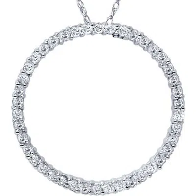 Bliss Diamond 1ct Diamond Circle Of Life Eternity Pendant 14k Gold In 14k White Gold