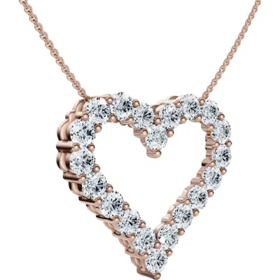 Bliss Diamond 1ct Diamond Heart Pendant 14k Gold Lab Grown 3/4" Tall Necklace In 14k Rose Gold
