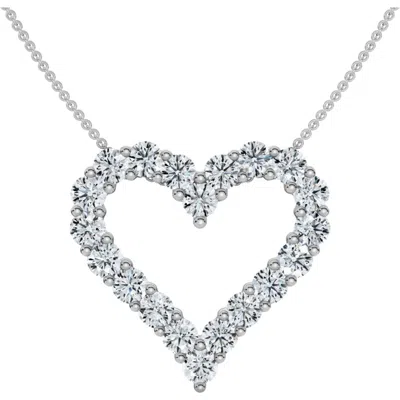 Bliss Diamond 1ct Diamond Heart Pendant 14k Gold Lab Grown 3/4" Tall Necklace In 14k White Gold