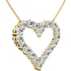 Bliss Diamond 1ct Diamond Heart Pendant 14k Gold Lab Grown 3/4" Tall Necklace In 14k Yellow Gold