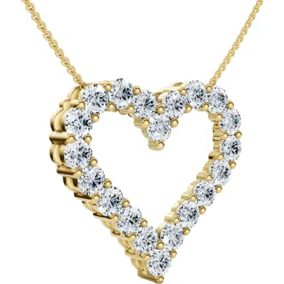 Bliss Diamond 1ct Diamond Heart Pendant 14k Gold Lab Grown 3/4" Tall Necklace In 14k Yellow Gold