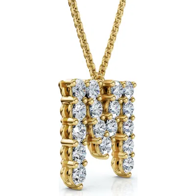 Bliss Diamond 1ct Diamond Initial "m" Pendant 14k Gold 18" Necklace Lab Grown 5/8" Tall