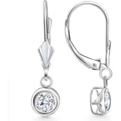 Bliss Diamond 1ct Diamond Lab Grown Dangle Lever Back Hoop Earrings 14k Gold In 14k White Gold