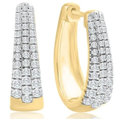 Bliss Diamond 1ct Diamond Tapered Oval Shape Hoops In 10k Yellow Gold