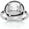 Bliss Diamond 1ct Emerald Cut Solitaire Candy Button Diamond Ring 14k Gold Or Pt Lab Grown In Silver