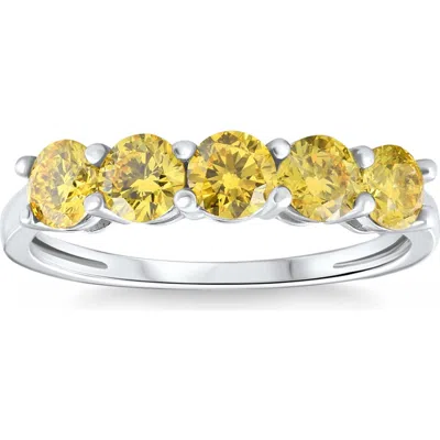 Bliss Diamond 1ct Fancy Diamond Five Stone Wedding Ring 14k Gold Lab Grown In 14k White Gold