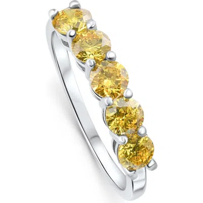 Bliss Diamond 1ct Fancy Diamond Five Stone Wedding Ring 14k Gold Lab Grown In 14k Yellow Gold