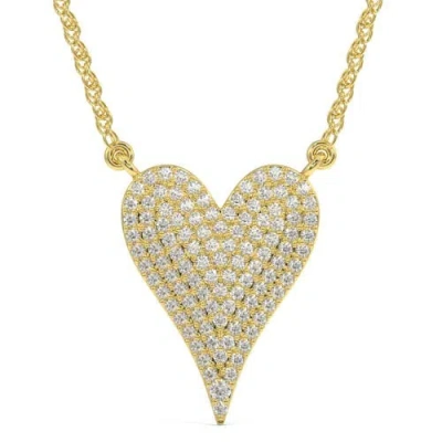 Bliss Diamond 1ct Heart Shape Natural Diamond Pave Pendant In White Gold