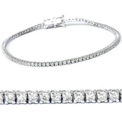 Bliss Diamond 1ct Lab Grown Diamond Tennis Bracelet 18k White Gold 7" Double Lock Clasp