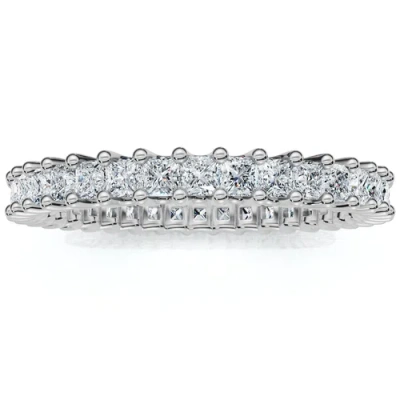 Bliss Diamond 1ct Princess Cut Diamond Eternity Stackable Wedding Ring 14k Gold Lab Grown In Silver