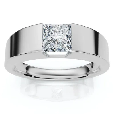 Bliss Diamond 1ct Princess Cut Diamond Wedding Anniversary Ring 14k Gold Or Pt Lab Grown In Silver