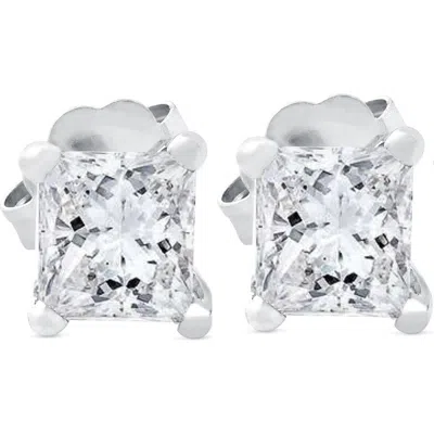 Bliss Diamond 1ct Princess Cut Lab Grown Diamond Studs 14k White Gold