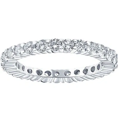 Bliss Diamond 1ct Prong Lab Grown Diamond Eternity Wedding Stackable Ring 14k Gold In Silver