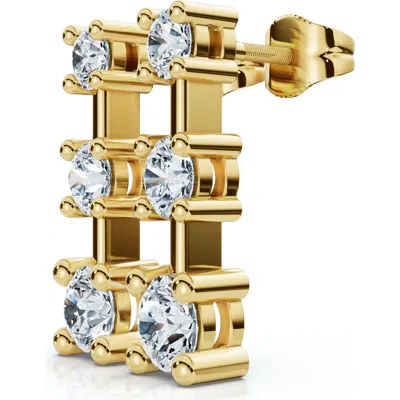 Bliss Diamond 1ct Three Stone Drop Earrings 10k Gold Lab Grown 5/8" Tall Push Back