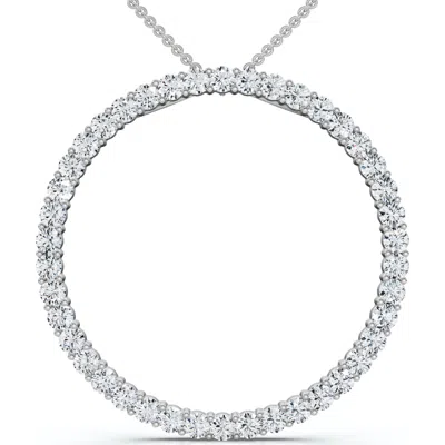 Bliss Diamond 1ct Tw Circle Diamond Pendant 18" Necklace Lab Grown 1" Tall In Silver
