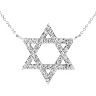 Bliss Diamond 1ct Tw Diamond Jewish Star Pendant 14k Gold Lab Grown Necklace 1" Tall In 14k White Gold
