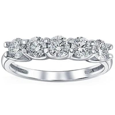 Bliss Diamond 1ct T.w. Five Stone Diamond Wedding Ring 14k Or Gold Lab Grown In 14k White Gold