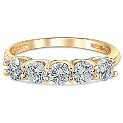 Bliss Diamond 1ct T.w. Five Stone Diamond Wedding Ring 14k Or Gold Lab Grown In 14k Yellow Gold