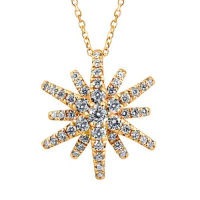 Bliss Diamond 1ct Tw Round Cut Starburst Diamond Pendant 14k Yellow Gold Lab Grown Necklace