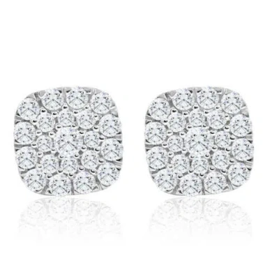 Bliss Diamond 1ct Tw Round Diamond Cushion Halo Studs 10k Yellow Gold Lab Grown Earrings