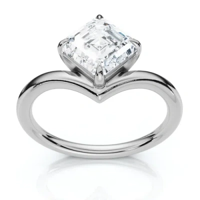 Bliss Diamond 1ct V Asscher Cut Diamond Engagement Ring 14k Gold Or Platinum Lab Grown Ef/vs In Silver