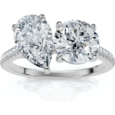 Bliss Diamond 2 1/10ct Toi Et Moi Pear And Round Diamond Ring 14k Gold Or Platinum Lab Grown In Burgundy
