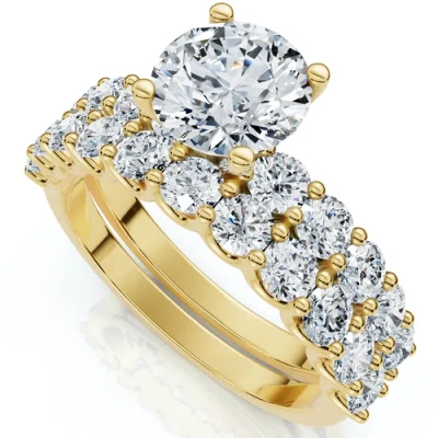 Bliss Diamond 2 1/2ct Celeste Diamond Engagement Ring Set 10k Gold Lab Grown