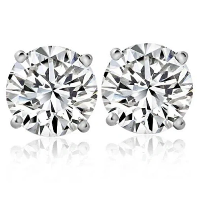 Bliss Diamond 2 1/4 Ct T.w. Round Cut Diamond Studs Lab Grown 14k Gold In Silver