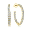 Bliss Diamond 2 1/4ct Diamond Inside Outside Hoops 10k Or Gold Earrings 1" Tall In Yellow Gold